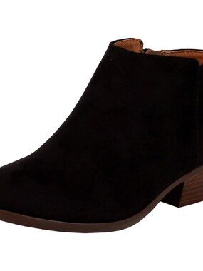 Women's Round Toe Faux Suede Stacked Heel Western Ankle Bootie
